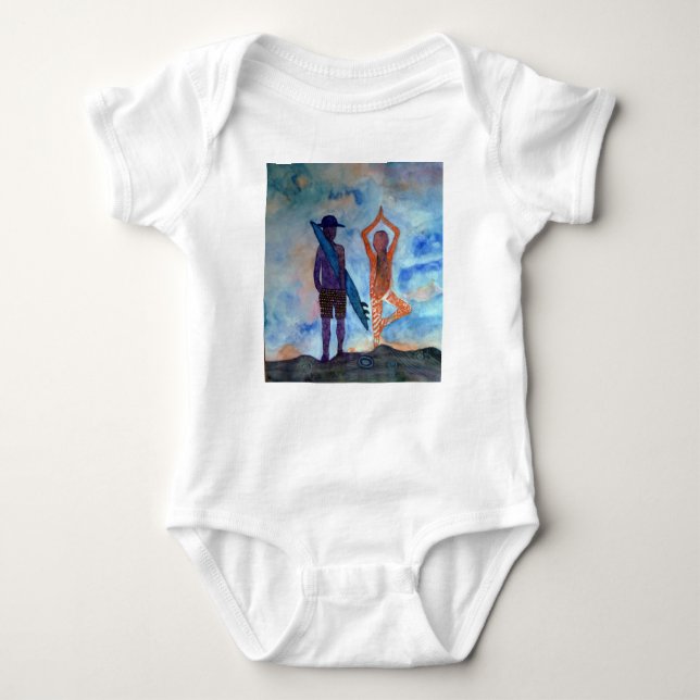 Surf Yoga Sunset Baby Jersey Bodysuit Baby Strampler (Vorderseite)