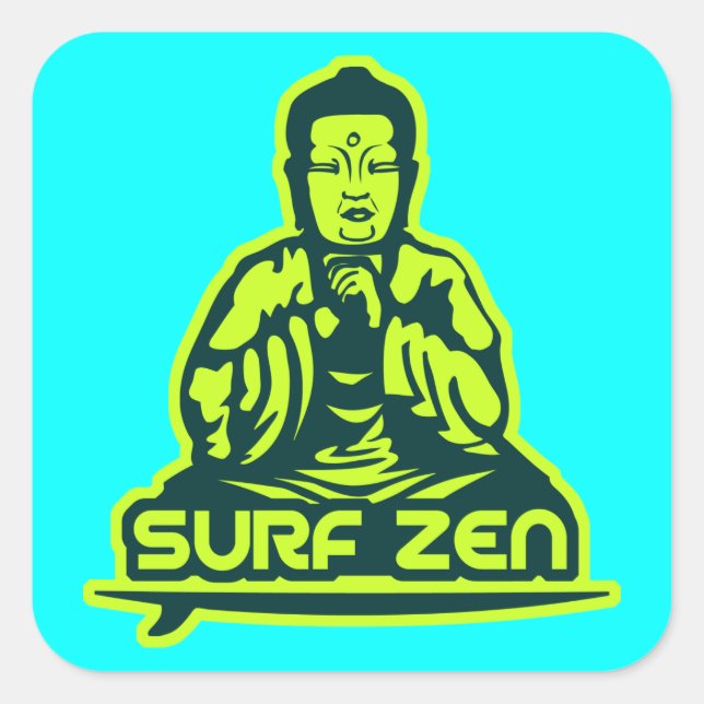 Surf Zen Quadratischer Aufkleber (Vorderseite)