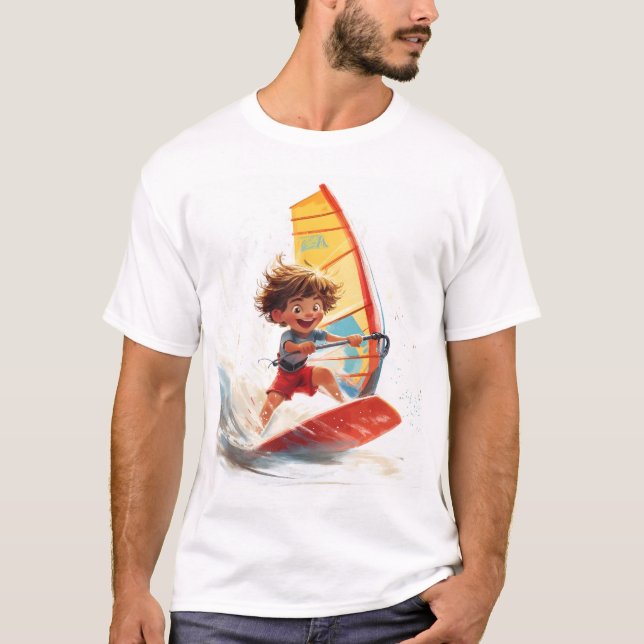 Surfabenteuer Cartoon eines glücklichen Kindes T-Shirt (Vorderseite)