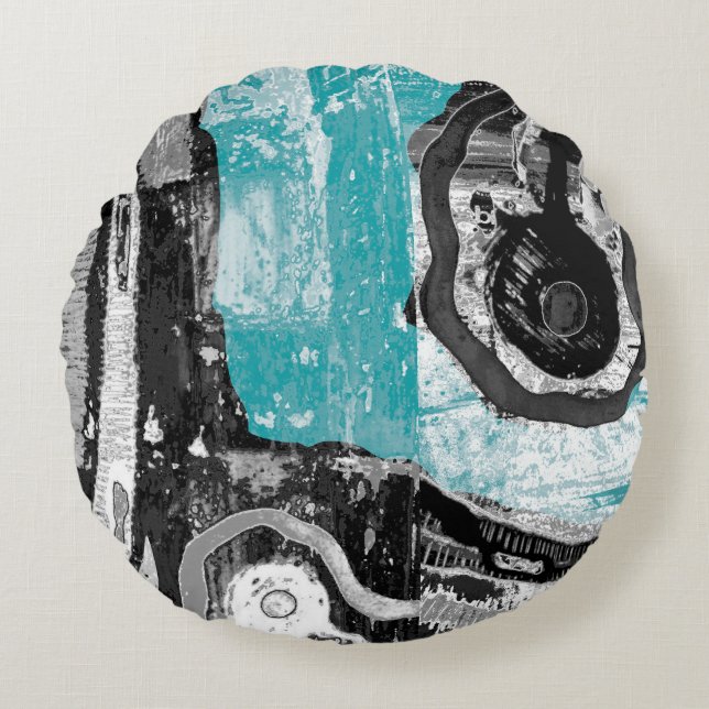 Surface Current – Abstract Flow & Structure Round  Rundes Kissen (Vorderseite)