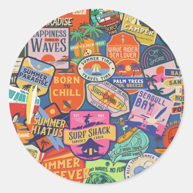 Surfaufkleber Runder Aufkleber (Vorderseite)