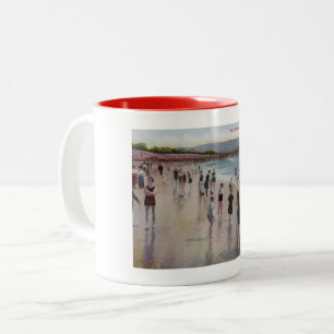 Surfbaden, Redondo Beach, Kalifornien Vintage Zweifarbige Tasse