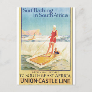 Surfbäder in Südafrika Vintage Travel Poster Postkarte
