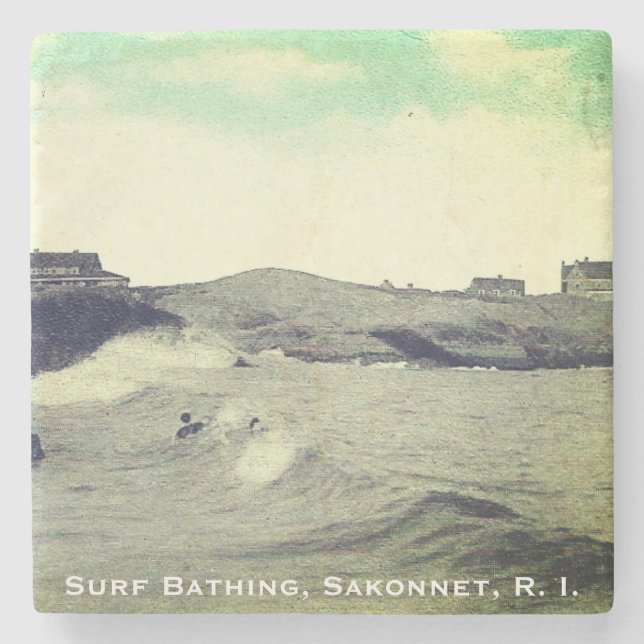 Surfbäder, Sakonnet, RI (Warrens Point, LC) Steinuntersetzer (Vorderseite)