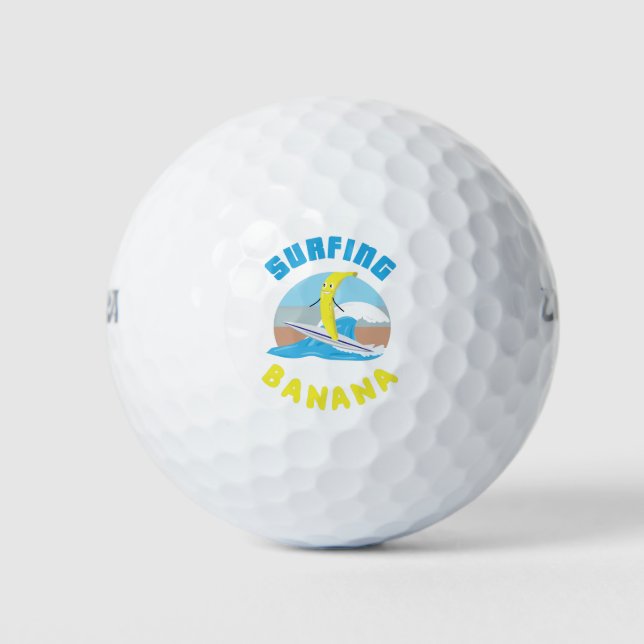 Surfbananen Surfboard Früchte Illustration Ozean Golfball (Vorderseite)