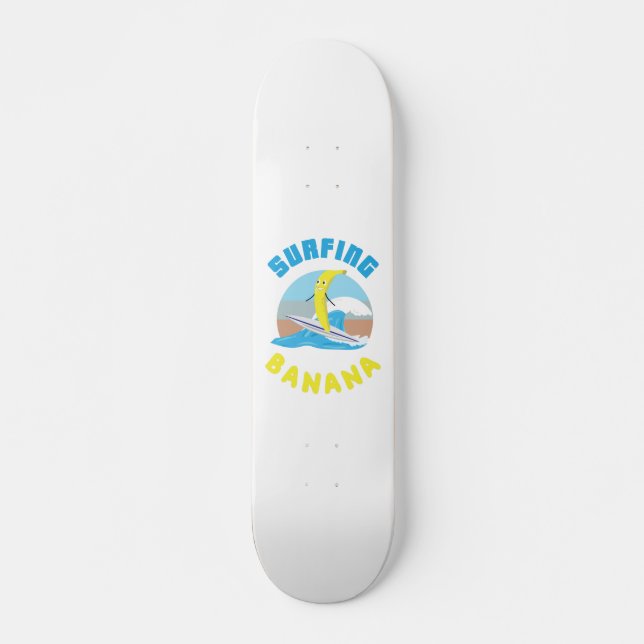 Surfbananen Surfboard Früchte Illustration Ozean Skateboard (Vorne)