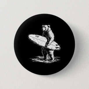Surfbär Cool Beach-Abenteuer-Design Button