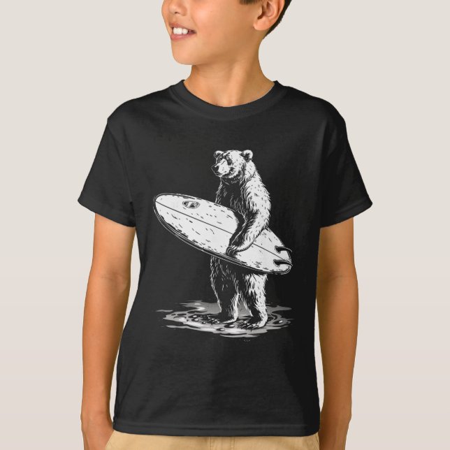 Surfbär Cool Beach-Abenteuer-Design  T-Shirt (Vorderseite)