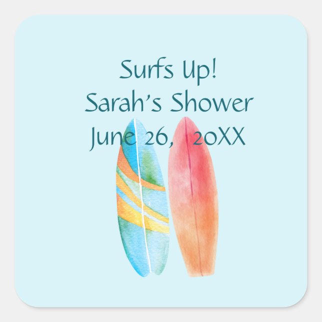 Surfblau Quadratischer Aufkleber (Vorderseite)