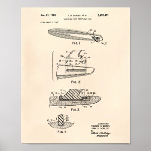 Surfboard 1969 Patent Art Old Peper Poster
