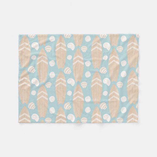 Surfboard Beach Baby Blue Fleece Blanket (Vorderseite (Horizontal))