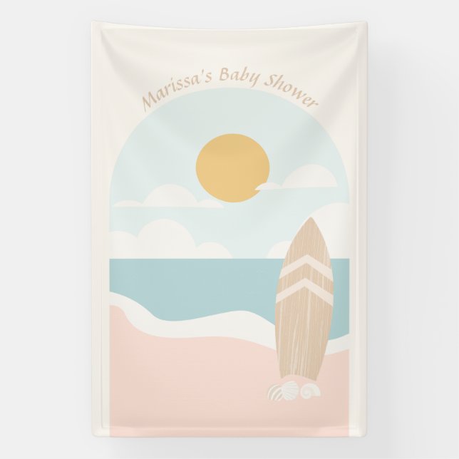 Surfboard Beach Baby Dusche Banner (Vertikal)