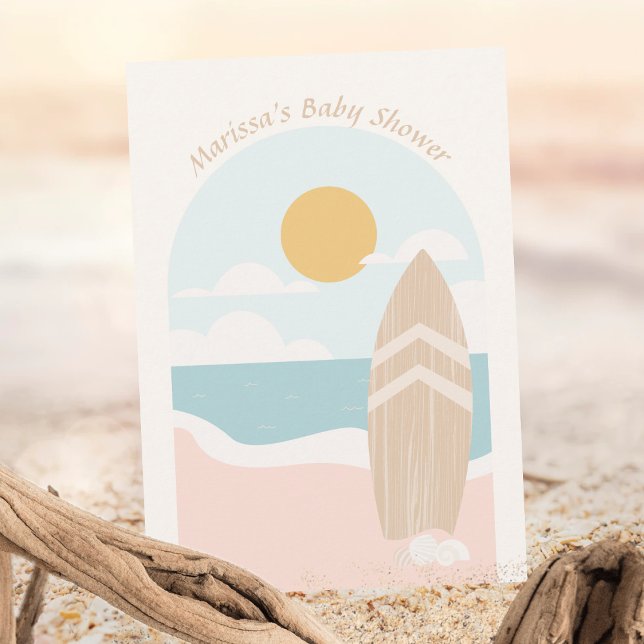 Surfboard Beach Baby Dusche Einladung (Von Creator hochgeladen)
