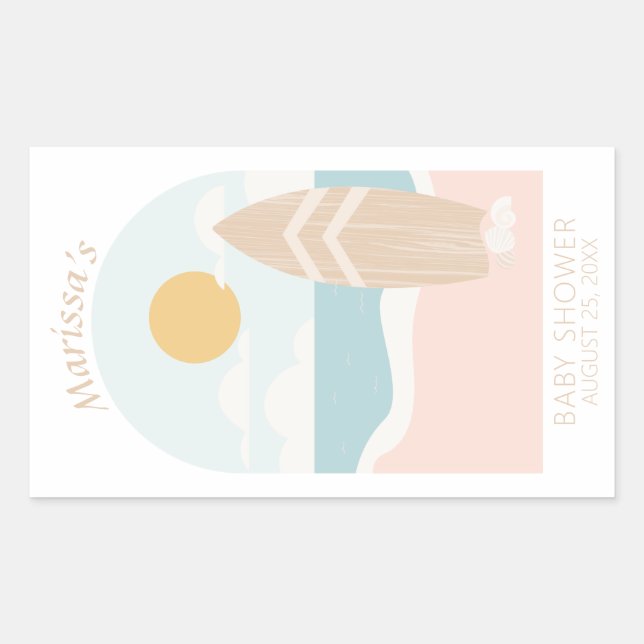 Surfboard Beach Baby Showdusche Rectangle Stickers (Vorderseite)