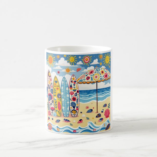 Surfboard Folk Art Mug Kaffeetasse (Mittel)