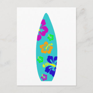 Surfboard für tropische Hibiskus Postkarte