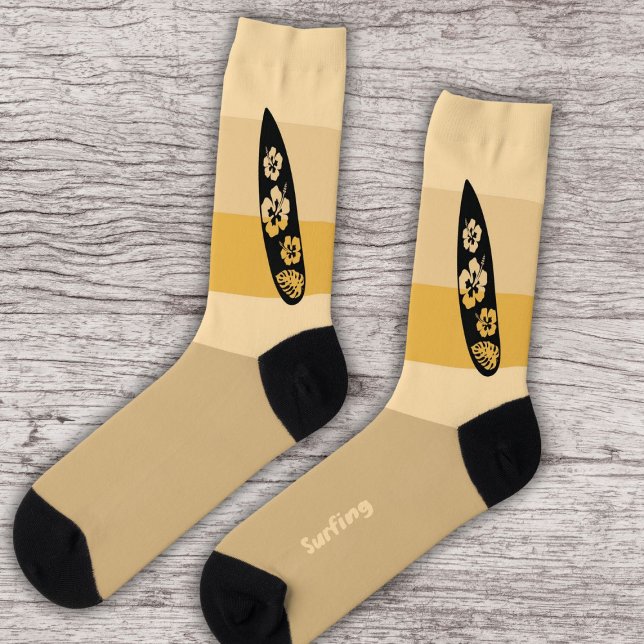 Surfboard-Silhouette auf Ocean Beach Sand Socken (Von Creator hochgeladen)