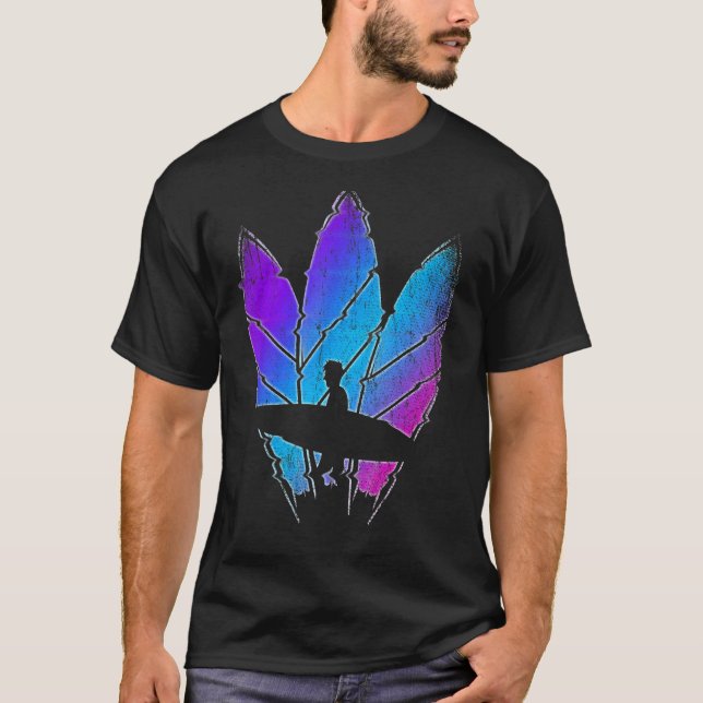 Surfboard Synthwave Surfboard Surfer Vaporwave S T-Shirt (Vorderseite)