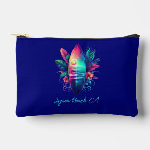 Surfboard Tropical Beach Zippered Pouch Zubehörtasche