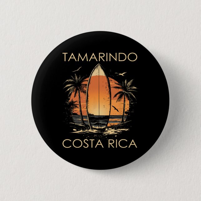 Surfboarder Tamarindo Costa Rica Beach Surfing Sur Button (Vorderseite)