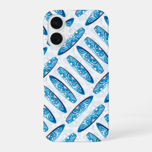 Surfboards Blaues Muster iPhone 16 Hülle (Rückseite)