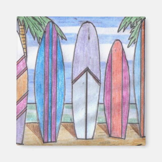 SURFBOARDS-Magnet (Quadrat) Magnet (Vorne)