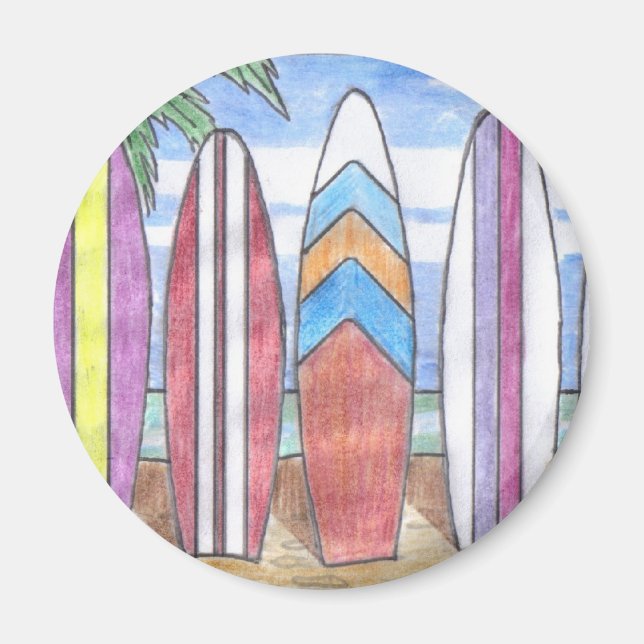 SURFBOARDS Magnet (rund) (Vorne)