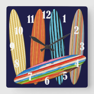 Surfboards Quadratische Wanduhr
