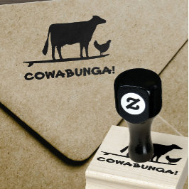 Surfbrei Kuh und Huhn Cowabunga Funny Gummistempel
