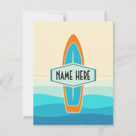 Surfbrett am Strand Flat Holiday Card Feiertagskarte