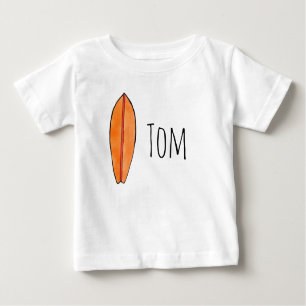 Surfbrett-Aquarell mit kundengerechtem Namen Baby T-shirt
