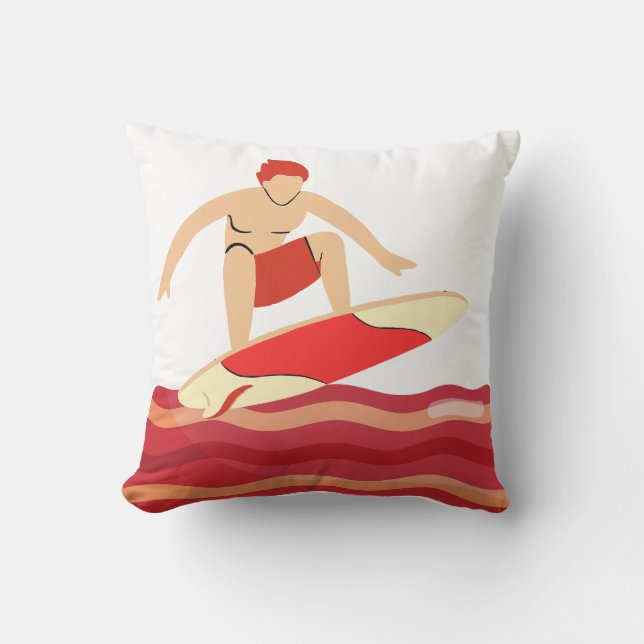 Surfbrett auf Bacon Wave Kissen (Vorderseite)