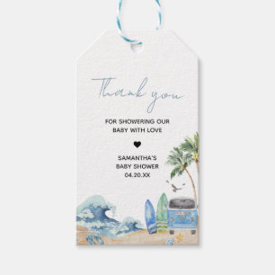 Surfbrett Beach Baby Dusche Fevor Tags Geschenkanhänger