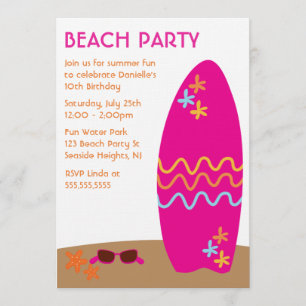 Surfbrett Beach Party Einladungen
