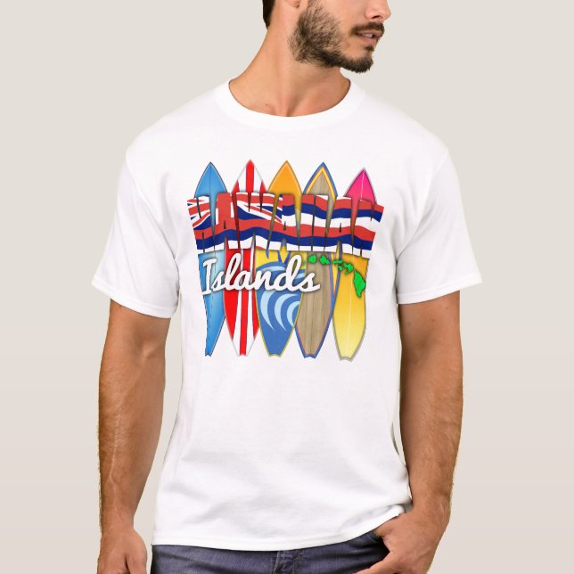 Surfbrett-Hawaii-Flagge T-Shirt (Vorderseite)