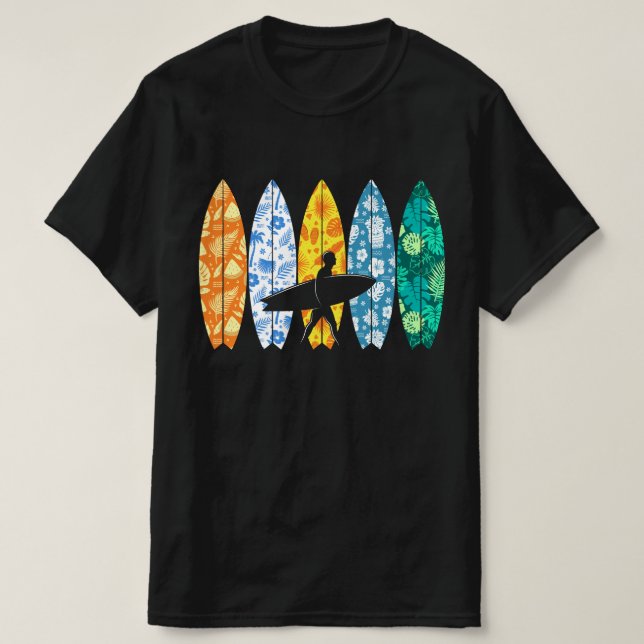 Surfbrett Hawaii Wave Surfbrett Lover Be T-Shirt (Design vorne)