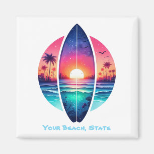 Surfbrett im Sonnenuntergang Magnet