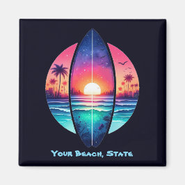 Surfbrett im Sonnenuntergang Magnet