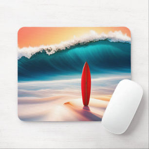 Surfbrett mit großer Welle Mousepad