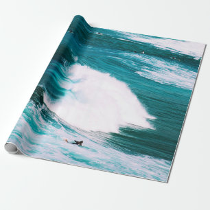 Surfbrett mit Meereswellen Geschenkpapier