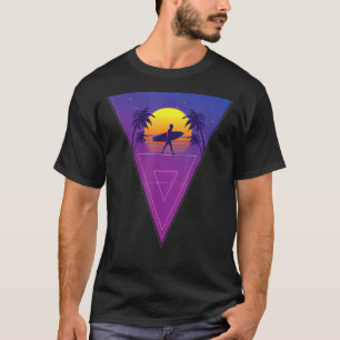 Surfbrett Sommersurfen Sunset Surfer 80er Vaporwa T-Shirt