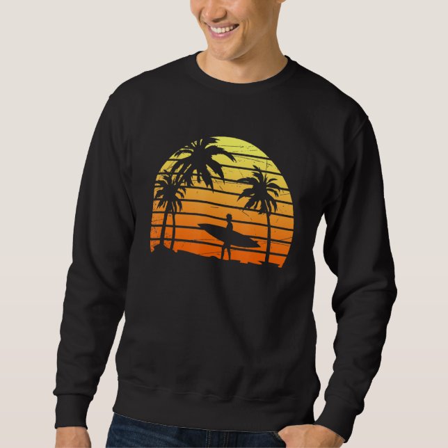 Surfbrett Sonnenuntergang mit tropischem Surfwasse Sweatshirt (Vorderseite)