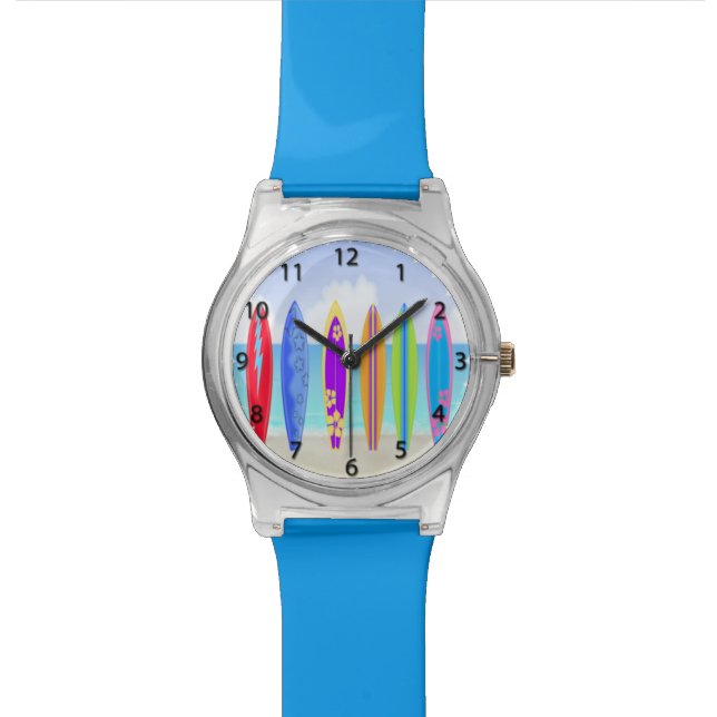 Surfbrett-Strand-Uhr Armbanduhr (Nahaufnahme)