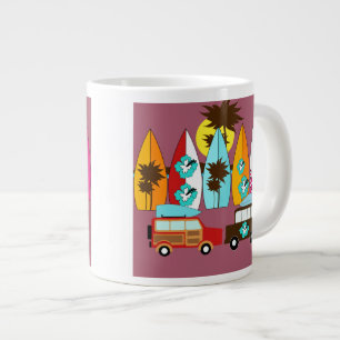 Surfbrett-Strandwertlos surfende Hippie-Packwagen Jumbo-Tasse
