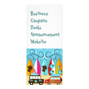 Surfbrett-Strandwertlos surfende Hippie-Packwagen Werbekarte