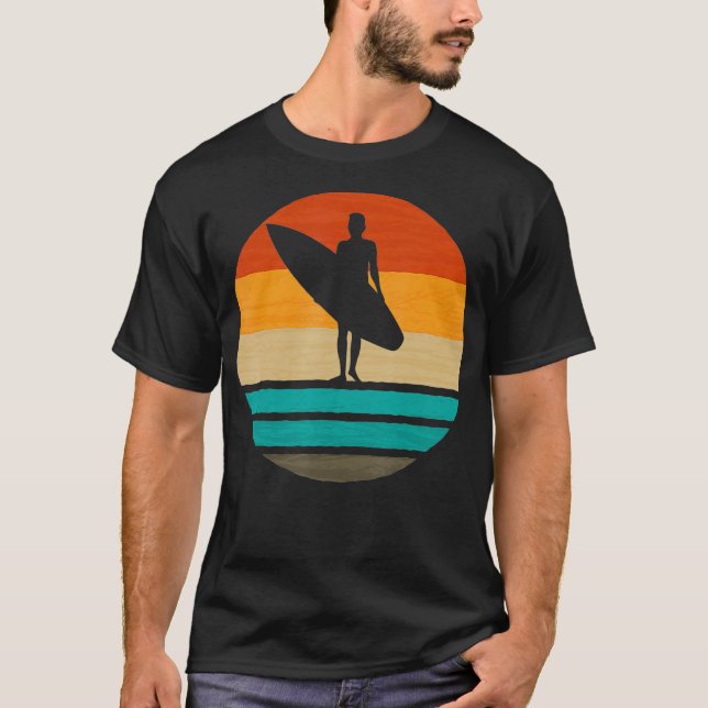 Surfbrett Surfbrett Sunset 70er 80er Surfer Sommer T-Shirt (Vorderseite)