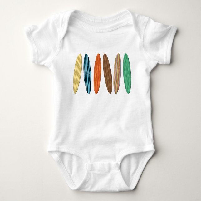 Surfbrett T-Shirt Baby Strampler (Vorderseite)