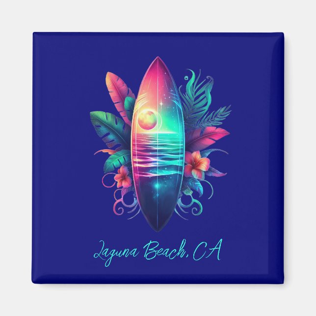 Surfbrett Tropischer Strand- Magnet (Vorne)