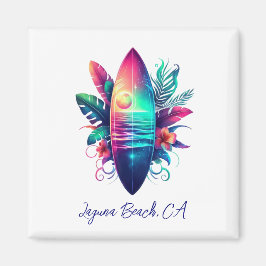 Surfbrett Tropischer Strand- Magnet