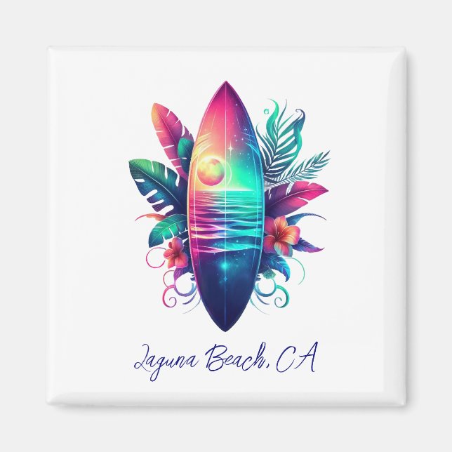 Surfbrett Tropischer Strand- Magnet (Vorne)